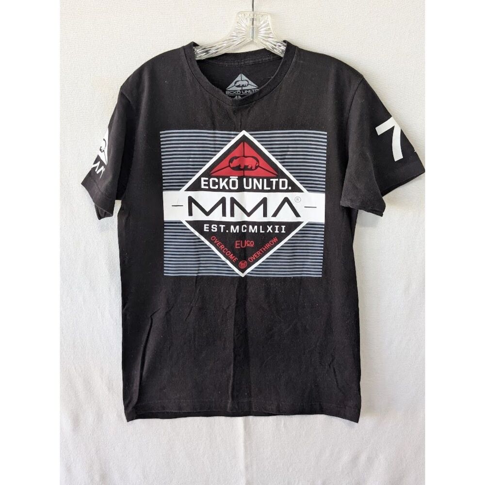 Ecko Unltd. MMA Overcome Black Graphic Print T-Shirt Size Medium